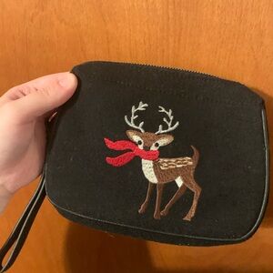 Talbots Black Reindeer Wristlet